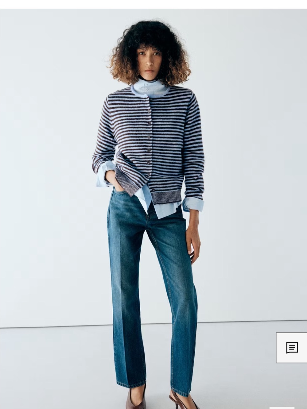 Since @ Forever Striped Button-Front Cardigan - Light Blue & Brown